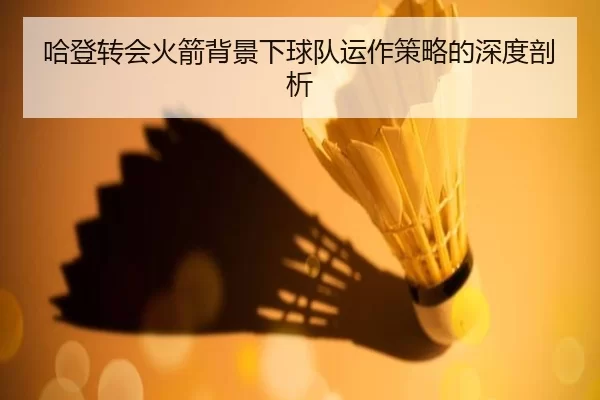 哈登转会火箭背景下球队运作策略的深度剖析
